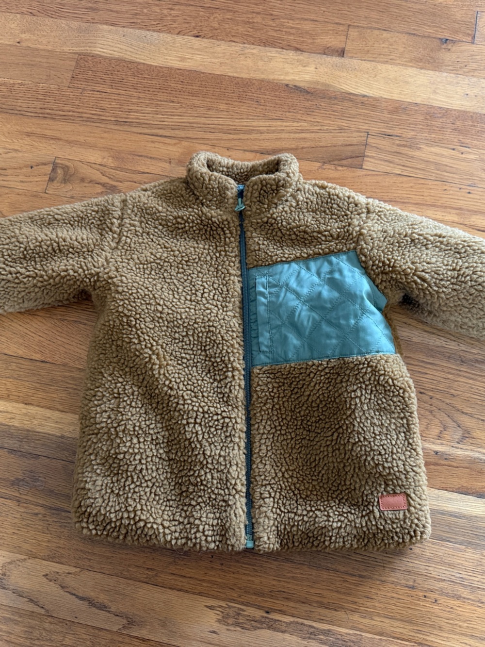 Kids' Teddy Fleece Coat with Quilted Pocket - Brown NWOT